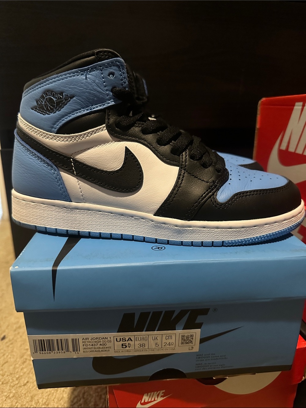 Nike Kids Air Jordan 1 High OG Black White University Blue
